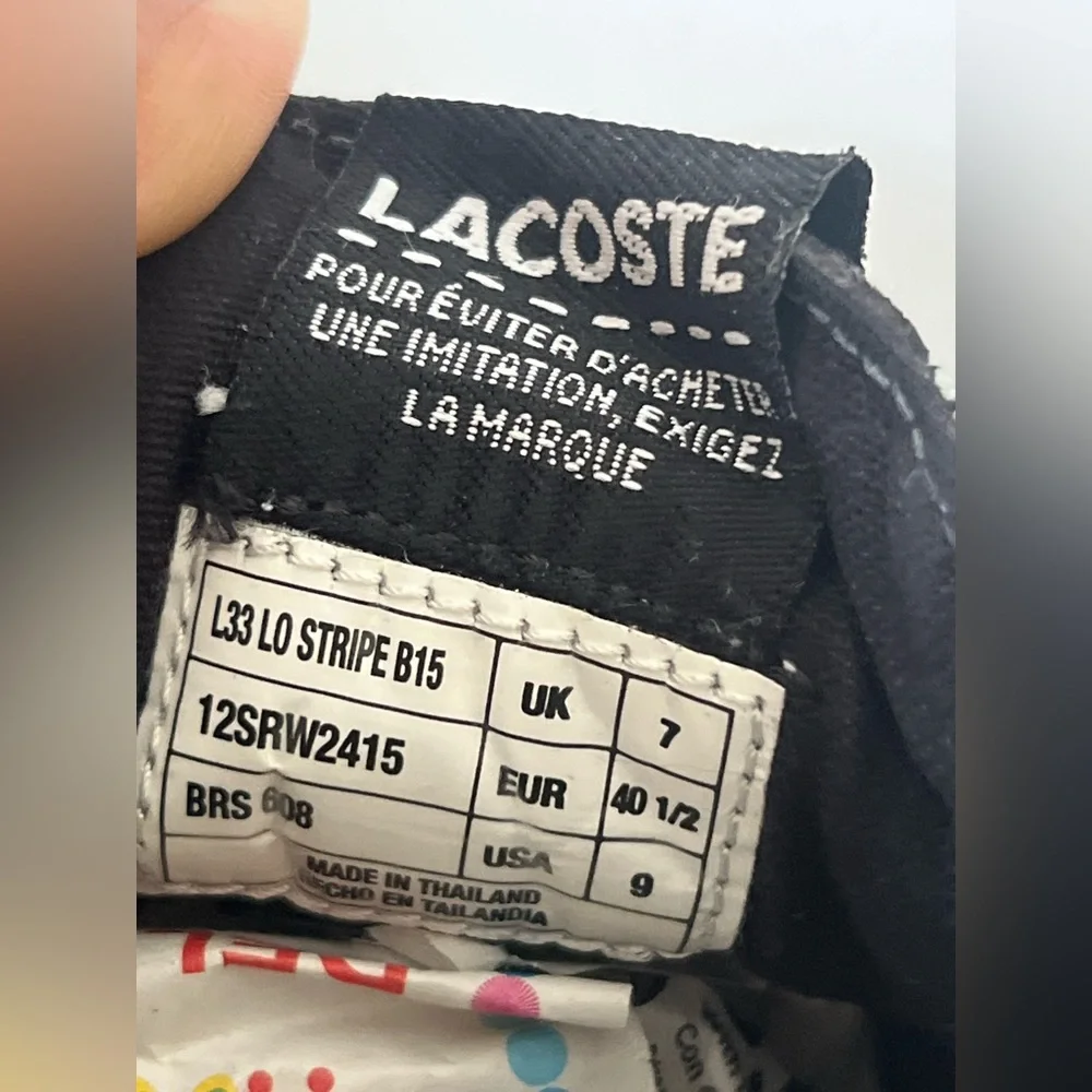 Lacoste Black and White Striped Sneakers